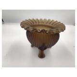 Fenton Smoky Brown Frosted Glass Rose Bowl