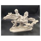 A. Santini Carved Horse & Rider Sculpture