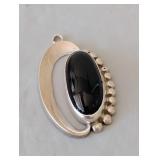 Sterling Silver Pendant with Black Stone