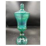 Blue Green Pedestal Compote