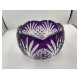 Amethyst Purple Cut to Clear Crystal Bowl