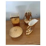 4 Gold Plated Dishes