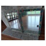 2 Floral Framed Mirrors