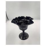 Fenton Pedestal Dish Signed by Artist D. Hart