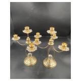 Pair of Italian 24kt Gold Plated Candelabras