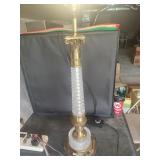 Mid Century Brass and Pressed Glass Table Lamp