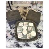 Plastic Wicker Table & Footrests