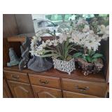 Sconces and Faux Floral Arrangements