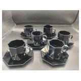 Black Arcoroc French Cups & Saucers