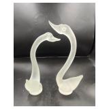Pair of Decorative Frosted Glass Geese