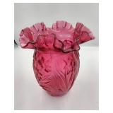 Fenton Country Cranberry Daffodil Vase