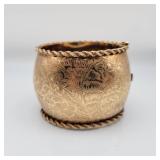 14K Gold Engraved Bangle Bracelet