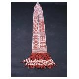 Hand-Beaded Copper and White Sash