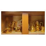 Gold Tone Tea Set with Plates