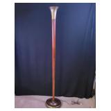 Wood and Brass Torchiere Lamp