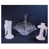 Glass Basket and Fitz & Floyd Candlesticks