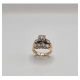 14K Gold Diamond Cluster Ring
