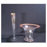 Two Matching Gold Accent Vases