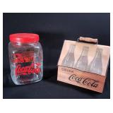 Coca-Cola Jar and Wooden Carrier