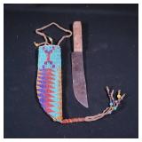 Native American Knife & Beaded Sheath