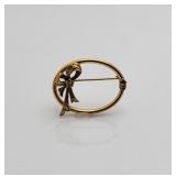10K Gold Bow Brooch Pin