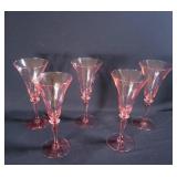 Five Vintage Pink Stemware