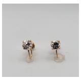 14K Gold Screwback CZ Earrings