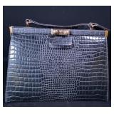 Black Alligator Belly Hide Handbag