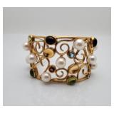 Gold-Tone .925 Bracelet with Pearls
