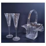 Wedding Glass Basket and Flutes