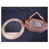 Brass and Wood Porthole Mirrors