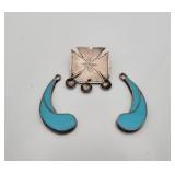 Silver Pin and Earring Set