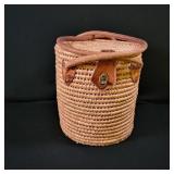 Handwoven Basket with Leather Accents
