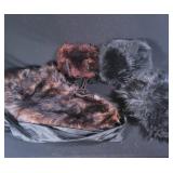 Two Fur Shoulder Wraps and Accessories