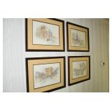 Set of 4 Vtg Lithograph Prints by Bernadette Voz