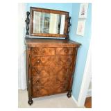 Antique Empire Style Walnut High Boy Dresser
