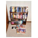 Media Storage Shelf w/ DVDs and VHS