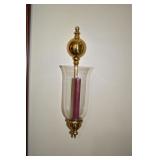 Pair of Brass Finish & Glass Candle Sconces