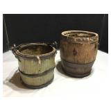 Small Wooden Keg and Bucket Set