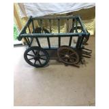 Antique Wooden Goat Cart with Paint