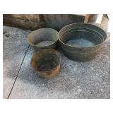 3 Galvanized Barn Buckets