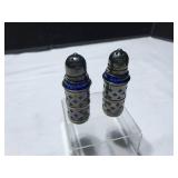 Unmarked Silver Cobalt Salt Shakers