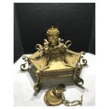 Vintage Brass Hanging Oil Lamp