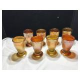 8 Carnival Glass Goblets