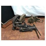Antique Saw Vise and Hand Crank Grinders