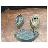 3 Antique Cast Iron Irons