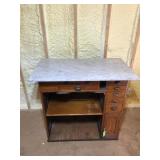 Oak Jewelers' Cabinet with Marble Top