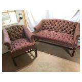 Matching Settee and Chair with Tacks