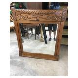 Oak Dresser Mirror with Carved Details