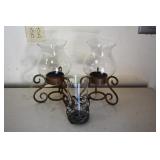 Set of 3 Glass and Metal Candle Holders